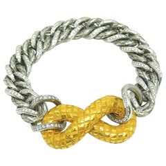 Bottega Veneta Diamond White and Yellow Gold Torcello Bracelet