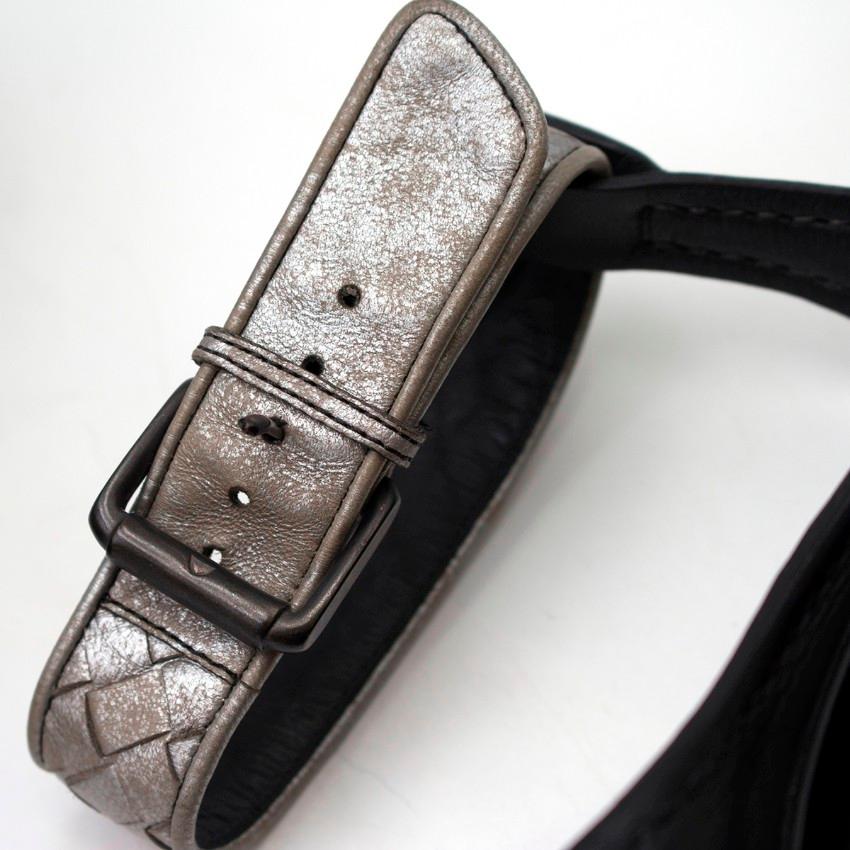 Bottega Veneta Distressed Metallic Woven Straps Block Platform Sandals US 8 In Good Condition For Sale In London, GB