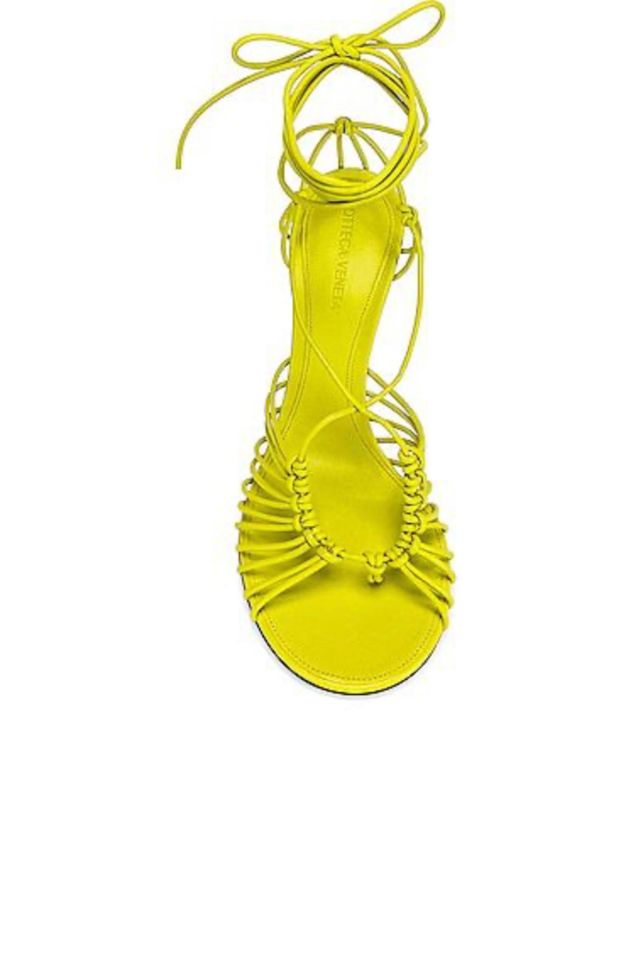 Bottega Veneta Dot Lace Up Sandals in Kiwi Sz 37 In New Condition For Sale In Paradise Island, BS