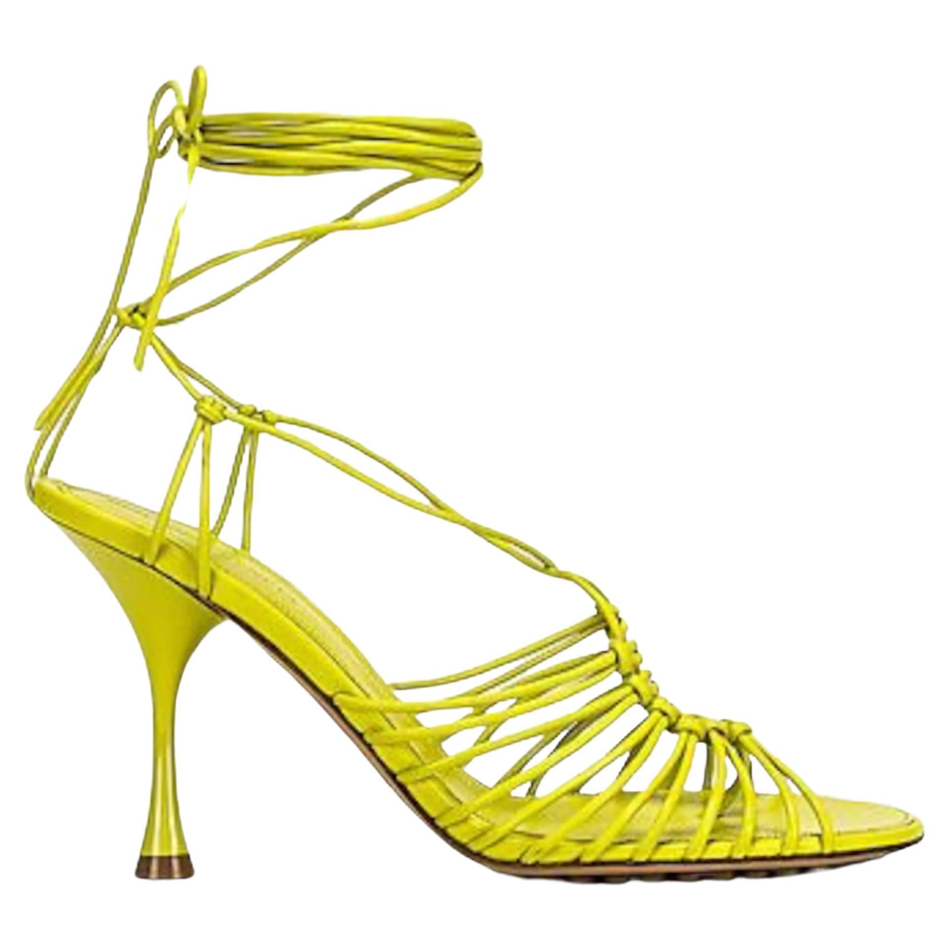 Bottega Veneta Dot Lace Up Sandals in Kiwi Sz 37 For Sale