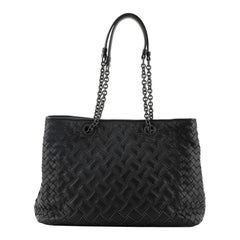Bottega Veneta Double Chain Tote Studded Leather with Intrecciato Detail Medium