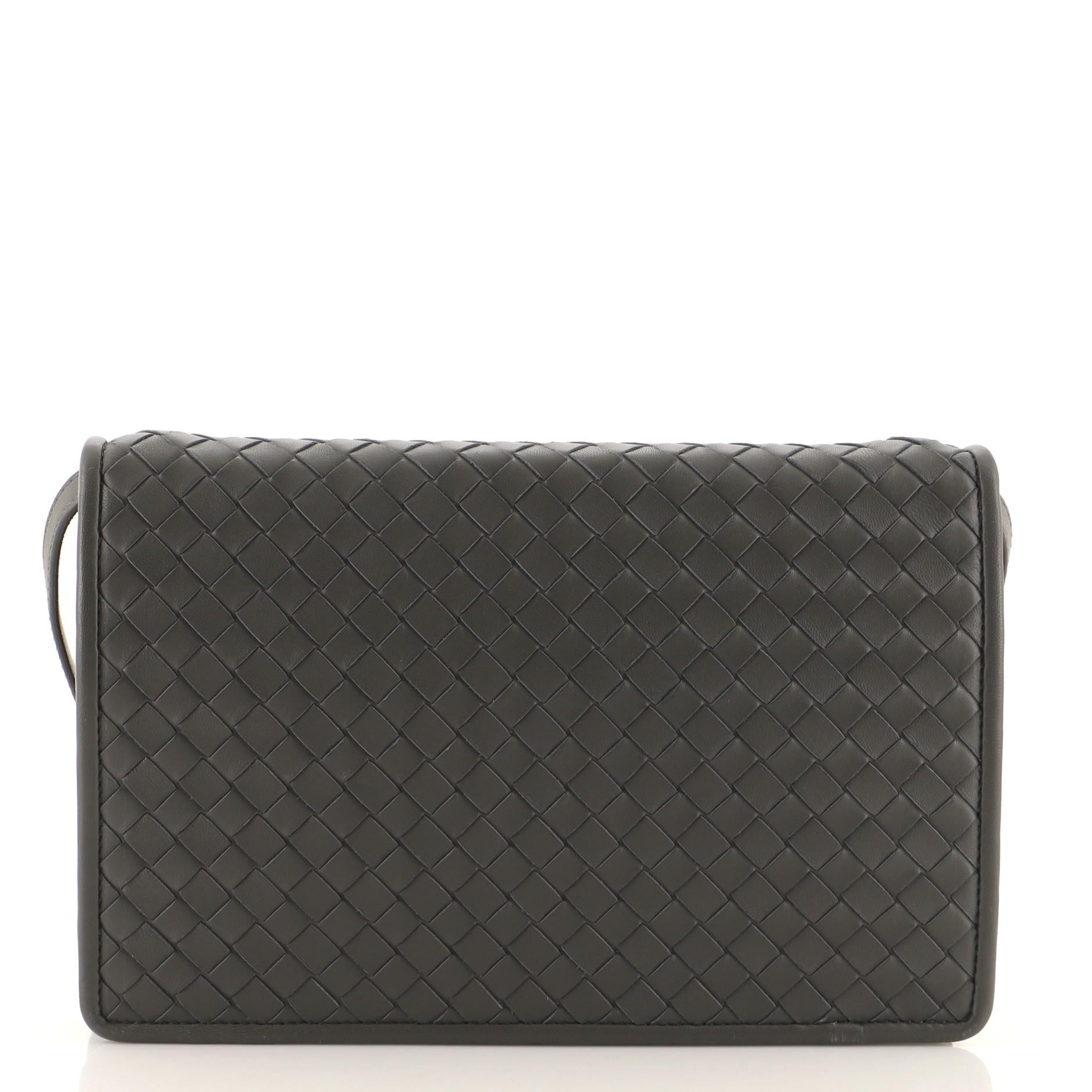 Bottega Veneta Double Compartment Flap Bag Intrecciato Nappa Medium In Good Condition In NY, NY