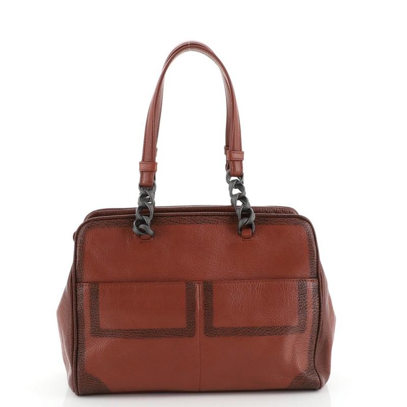Brown Bottega Veneta Double Pocket Boston Bag Ombre Leather