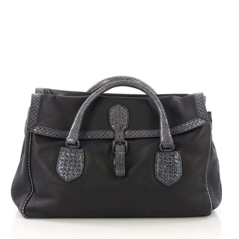 Bottega Veneta Double Sided Buckle Top Handle Bag Leather with Python Detail In Good Condition In NY, NY