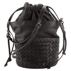 Bottega Veneta Drawstring Bucket Bag Leather and Intrecciato Nappa Small