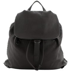 Bottega Veneta Drawstring Flap Backpack Leather Large