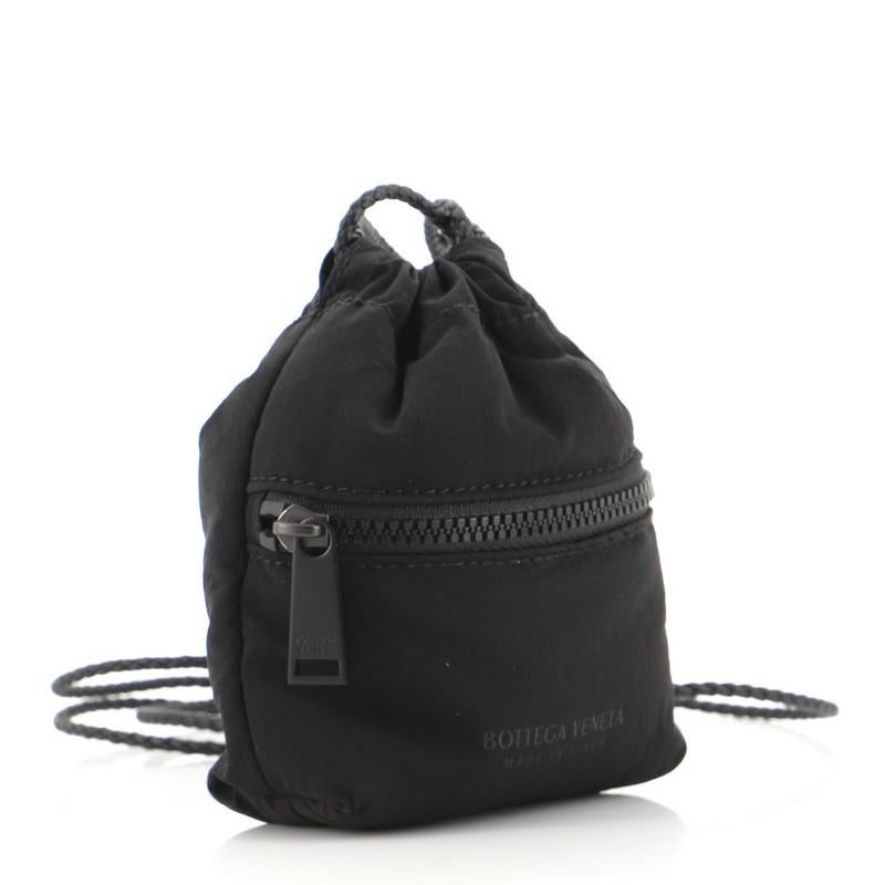 Black Bottega Veneta Drawstring Multifunction Case Nylon