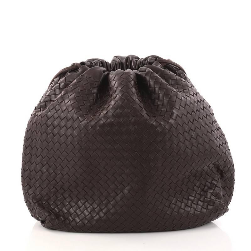 Bottega Veneta Drawstring Shoulder Bag Intrecciato Nappa Large In Good Condition In NY, NY
