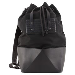 Bottega Veneta Drawstring Sling Backpack Canvas with Intrecciato Detail Medium
