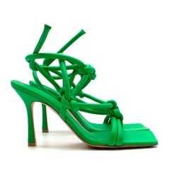 Bottega Veneta Dream Knotted Green Leather Sandals 39