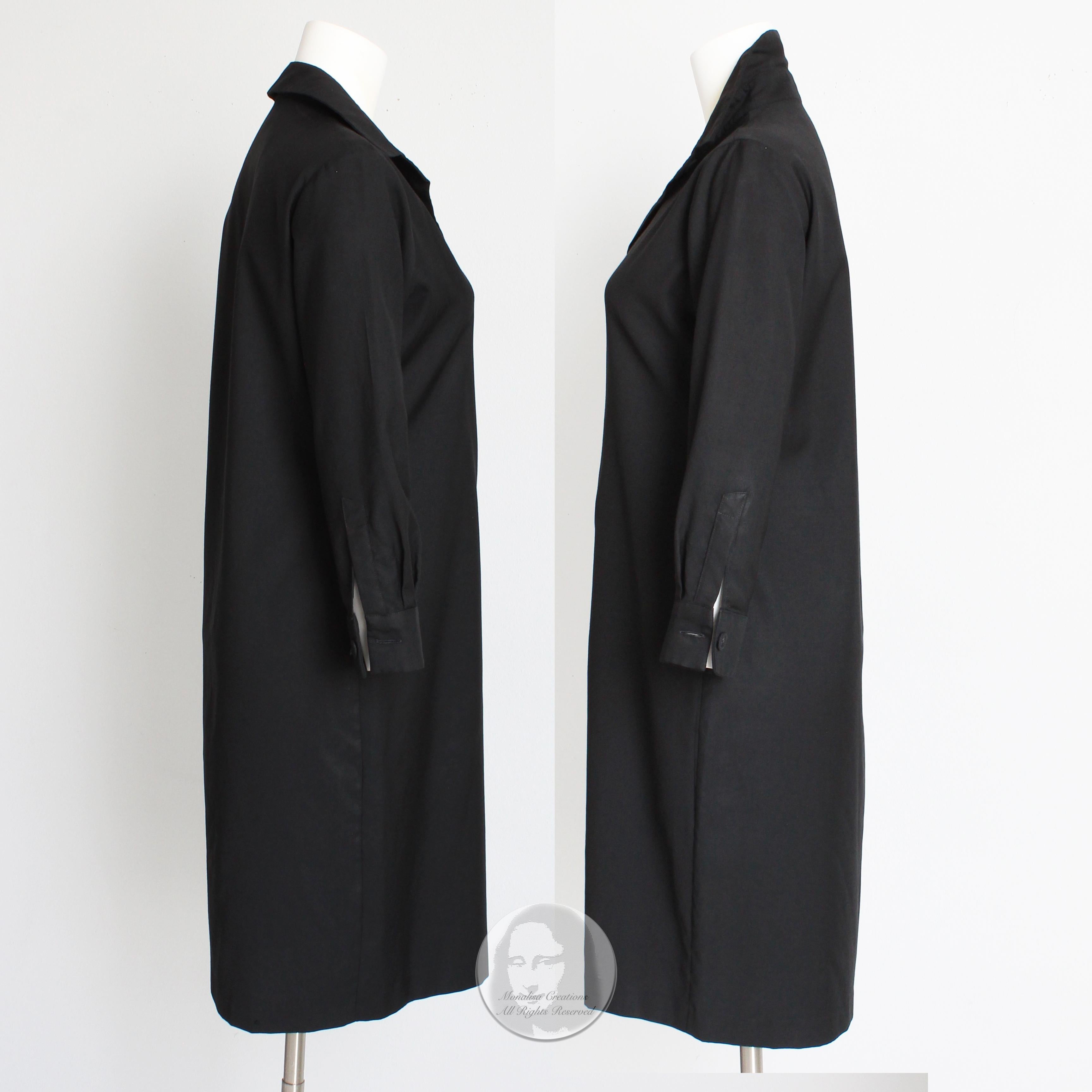 Bottega Veneta Dress Black Wool Twill Shirtwaist Button Front Sz 42 LBD Italy 3