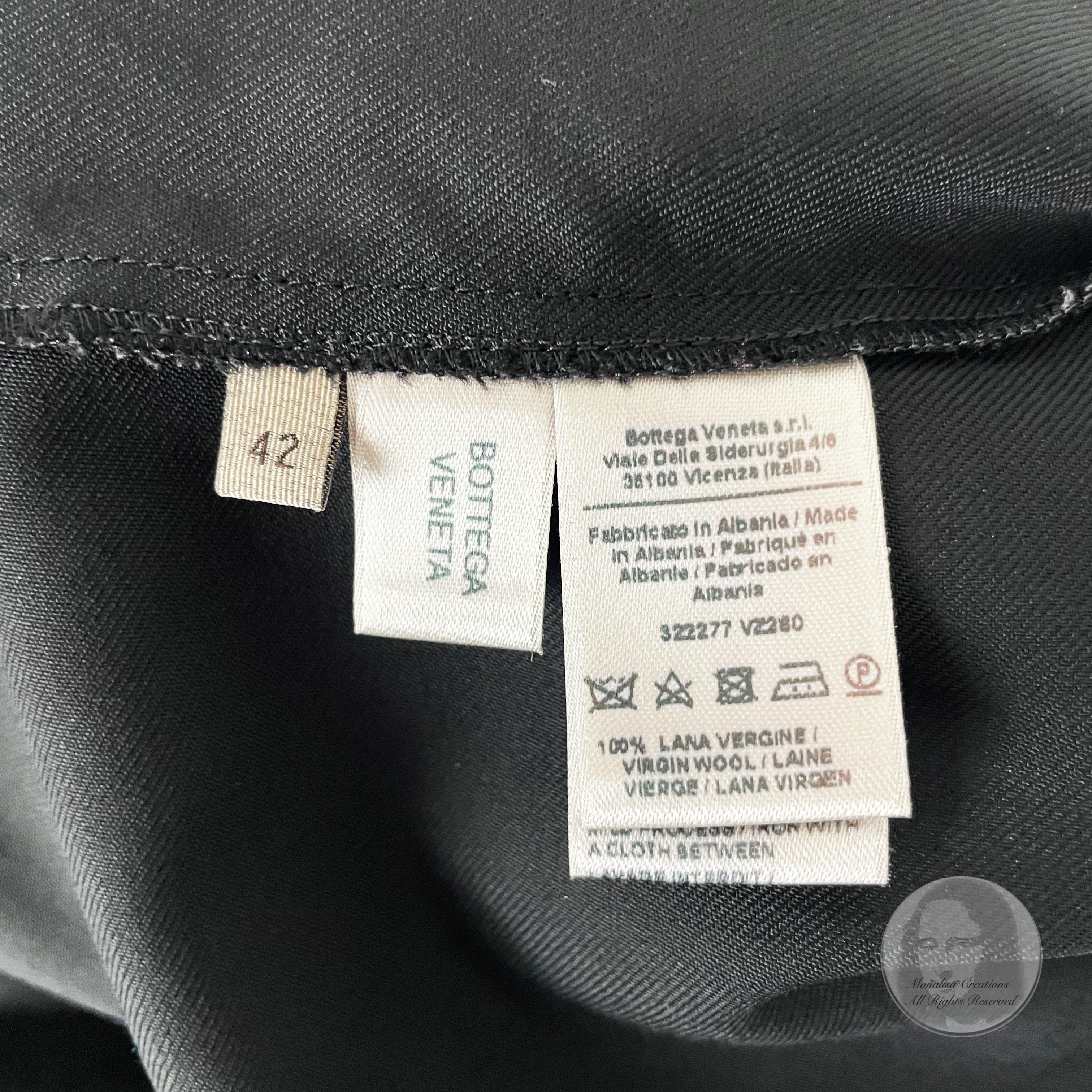 Bottega Veneta Dress Black Wool Twill Shirtwaist Button Front Sz 42 LBD Italy 5