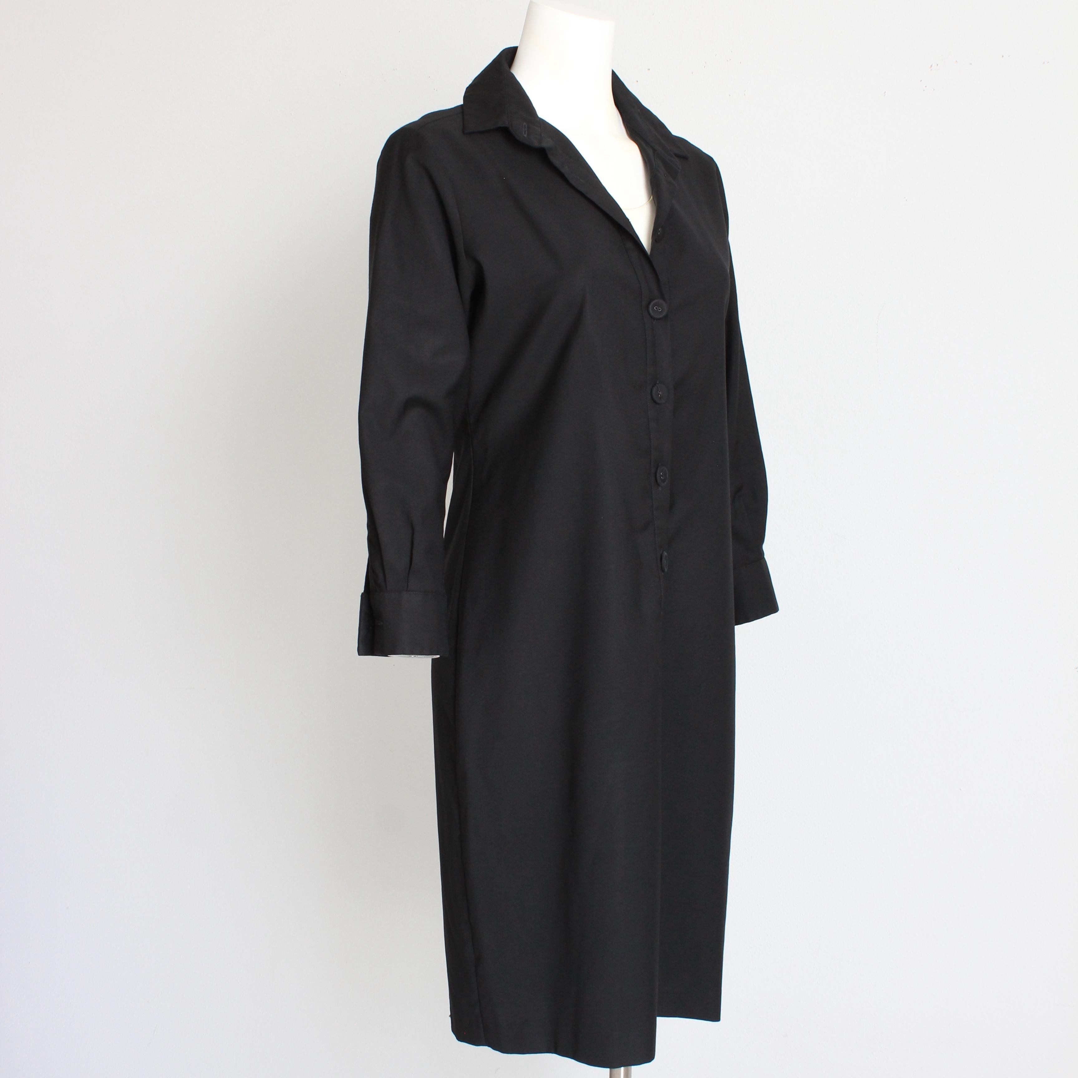 Women's or Men's Bottega Veneta Dress Black Wool Twill Shirtwaist LBD Button Front Sz 42 Italy For Sale