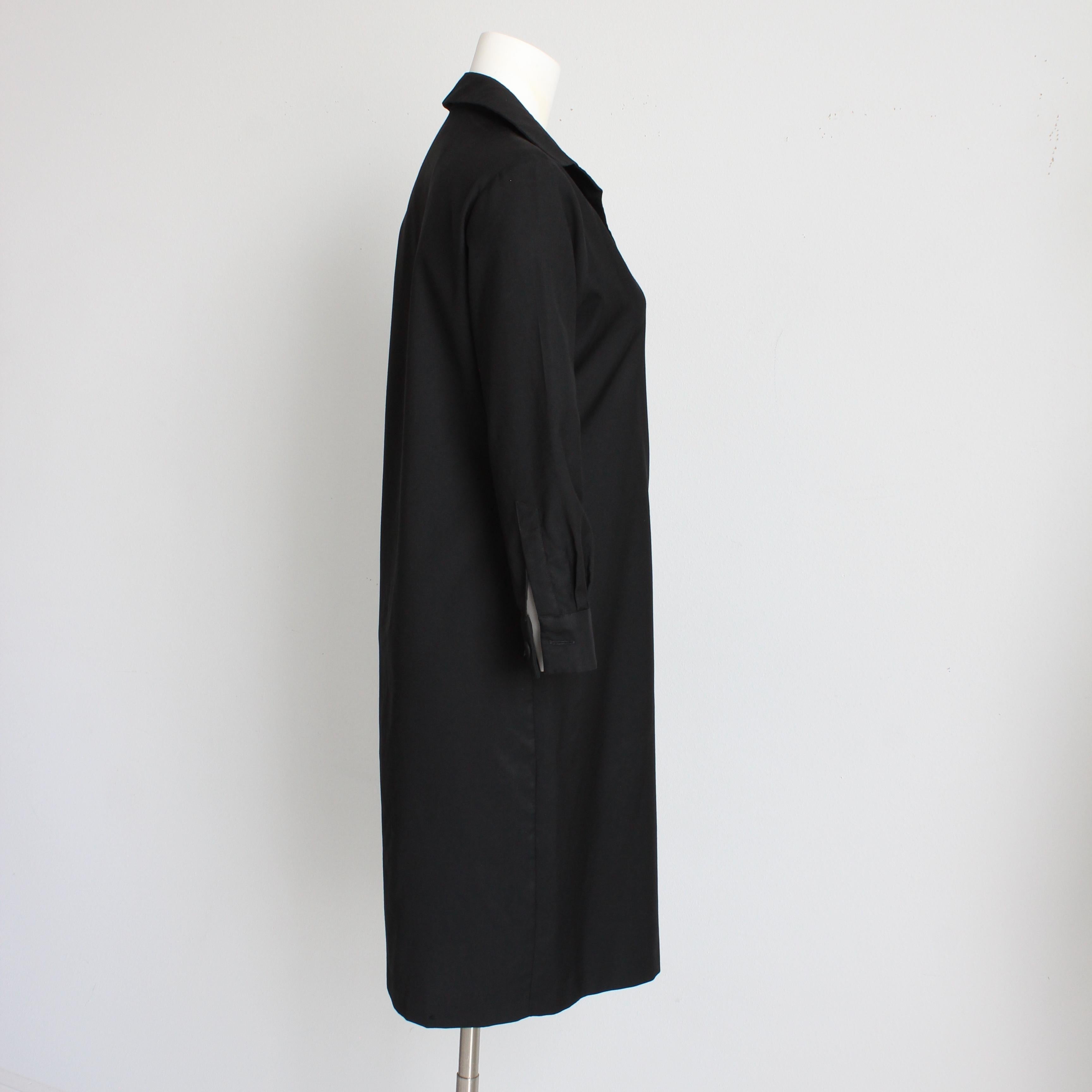 Bottega Veneta Dress Black Wool Twill Shirtwaist LBD Button Front Sz 42 Italy For Sale 3