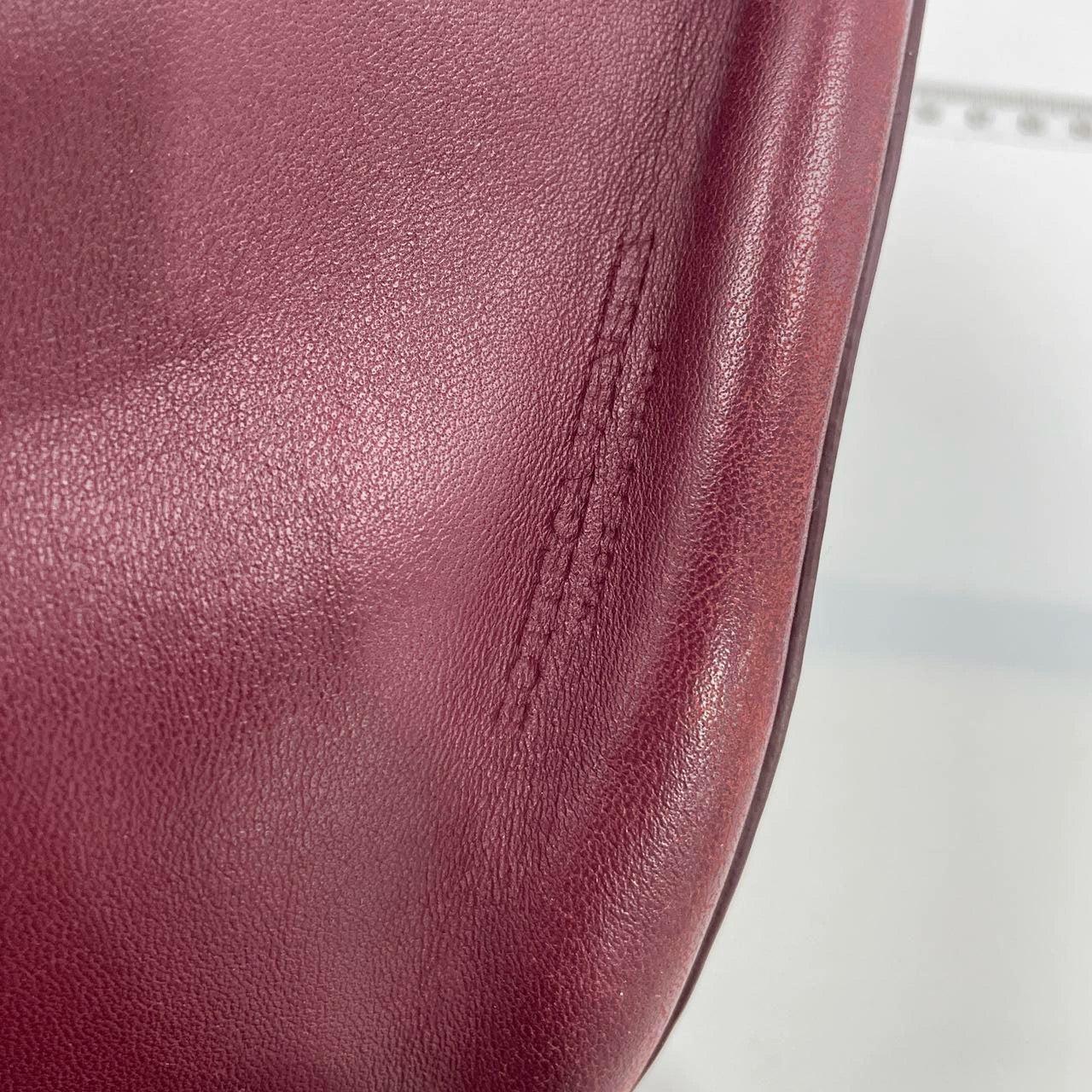 Bottega Veneta Drop Burgundy calfskin leather Gold Hardware Wristlet Clutch For Sale 10