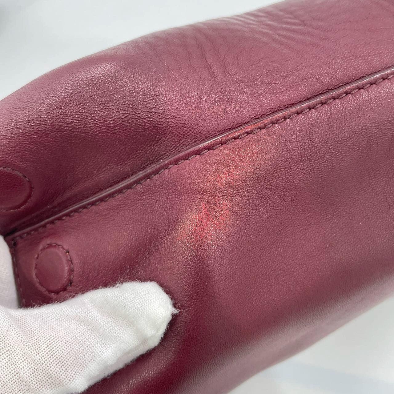 Bottega Veneta Drop Burgundy calfskin leather Gold Hardware Wristlet Clutch For Sale 13
