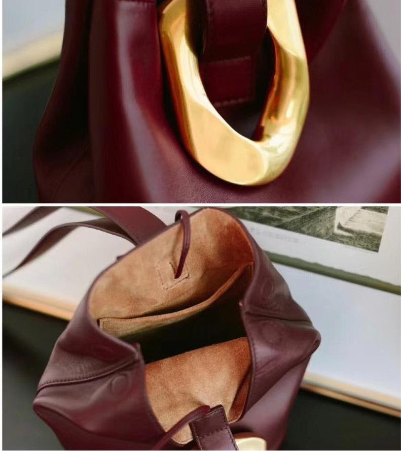 Brown Bottega Veneta Drop Burgundy calfskin leather Gold Hardware Wristlet Clutch For Sale