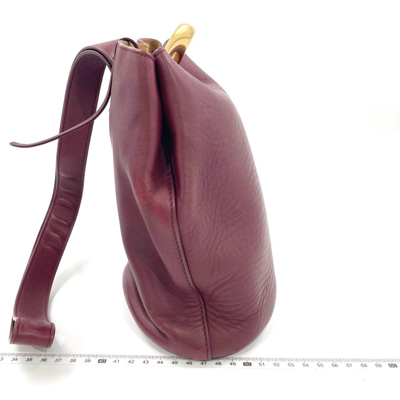Bottega Veneta Drop Burgundy calfskin leather Gold Hardware Wristlet Clutch For Sale 1