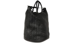 Bottega Veneta Duffle Bag Intrecciato Black Woven Leather Tote Carry On Travel