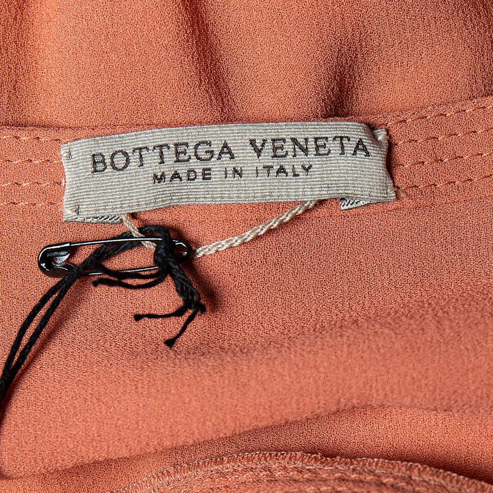 Bottega Veneta Dusky Orange Silk Georgette Belted Fluid Maxi Dress L In Good Condition In Dubai, Al Qouz 2
