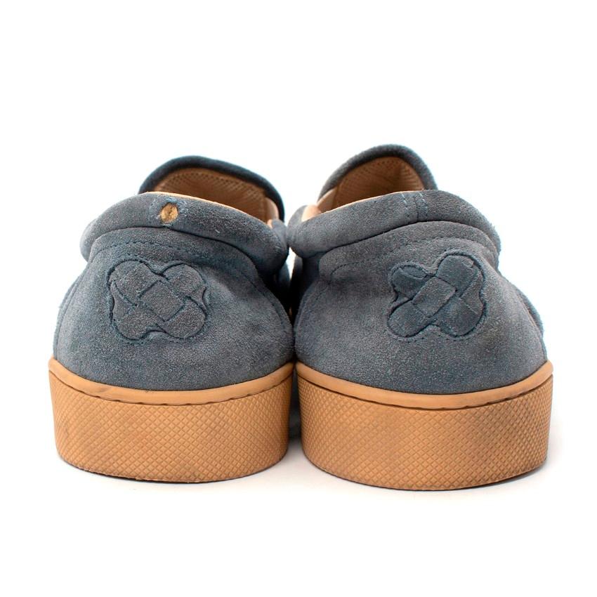 Bottega Veneta Zapatillas Slip-On Intrecciato Ante Azul Polvo - US 12 Gris en venta