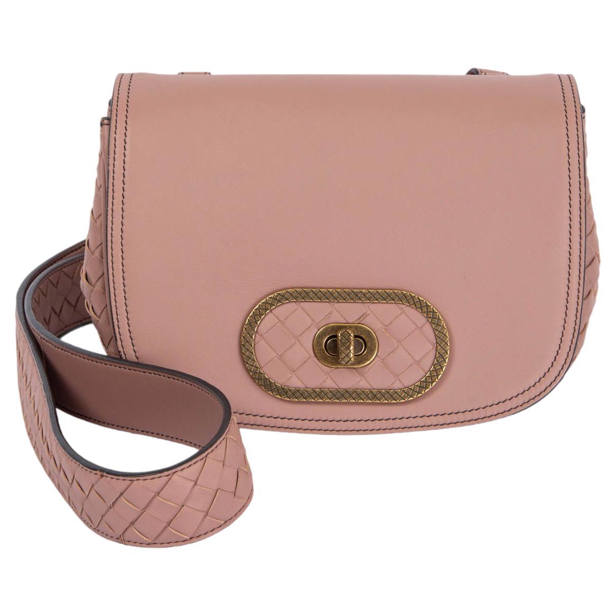 BOTTEGA VENETA dusty rose leather LUNA INTRECCIATO Crossbody Bag For Sale