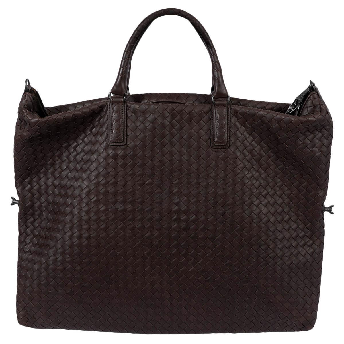 Women's BOTTEGA VENETA Ebano brown leather INTRECCIATO MAXI CONVERTIBLE TOTE Bag