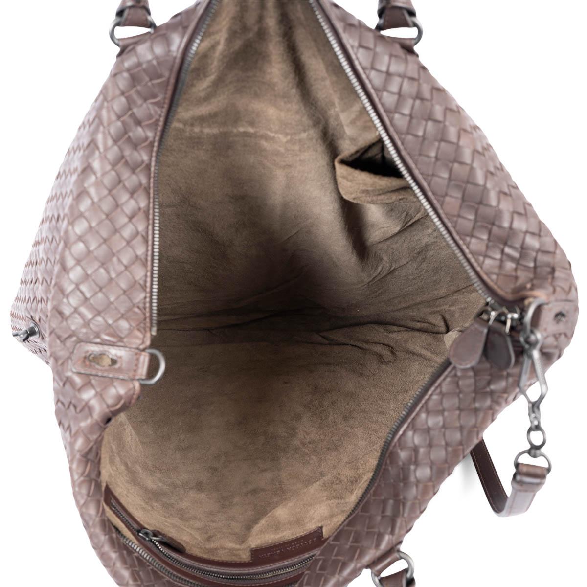 BOTTEGA VENETA Ebano brown leather INTRECCIATO MAXI CONVERTIBLE TOTE Bag For Sale 3