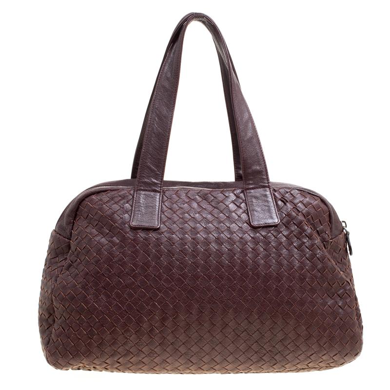 Bottega Veneta Ebano Intrecciato Leather Satchel im Zustand „Gut“ in Dubai, Al Qouz 2