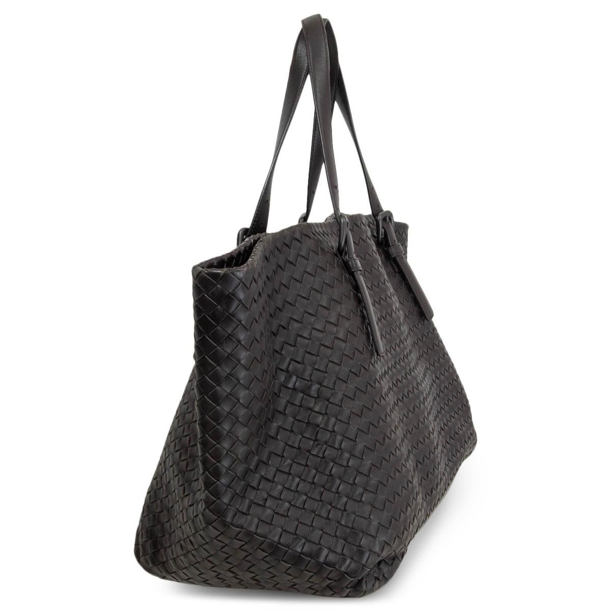 Women's BOTTEGA VENETA Ebene brown INTRECCIATO CRESTA LARGE Tote Bag
