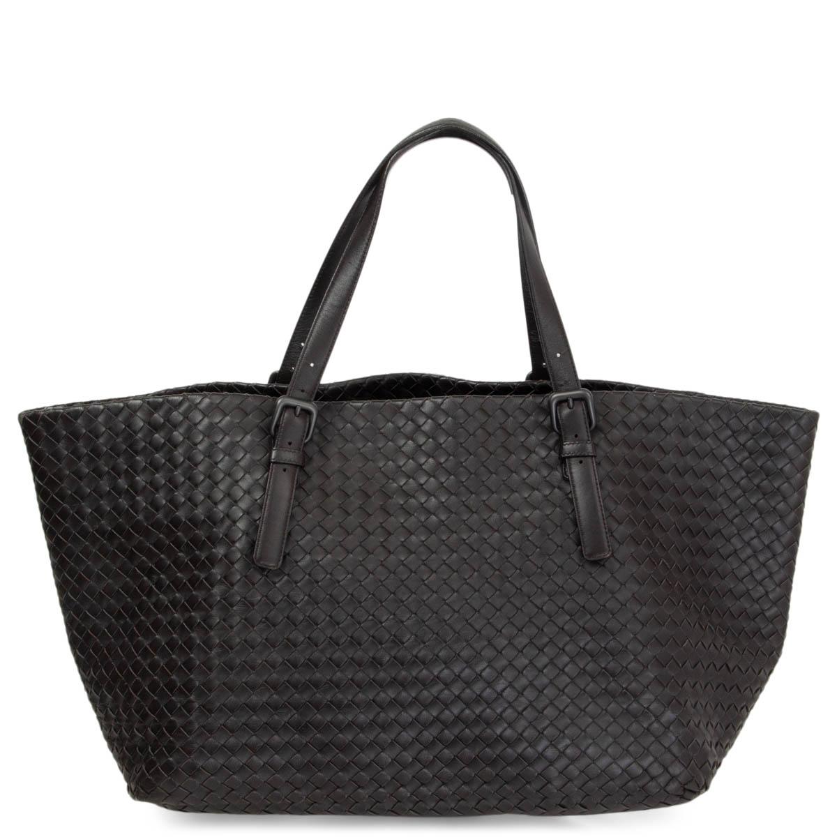BOTTEGA VENETA Ebene brown INTRECCIATO CRESTA LARGE Tote Bag 1