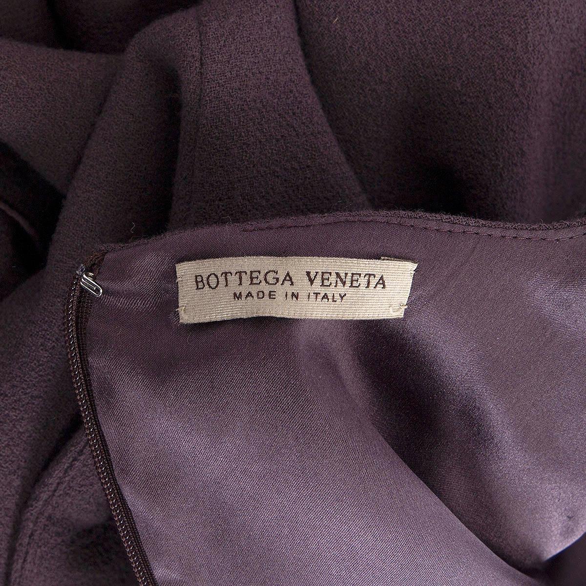 Women's BOTTEGA VENETA eggplant wool RUFFLE DETAIL CAP SLEEVE Dress 40 S For Sale