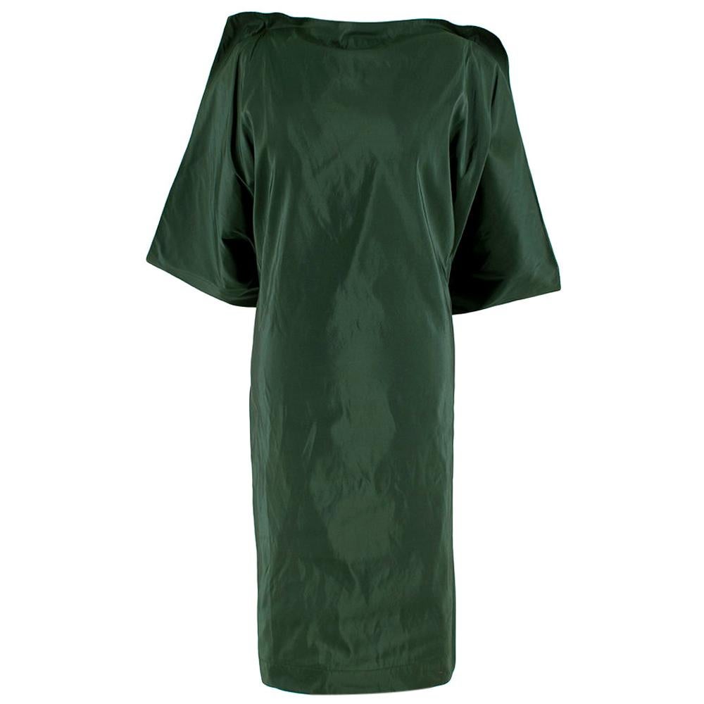Bottega Veneta Emerald Green Silk Open Back Dress - Size US 4 For Sale