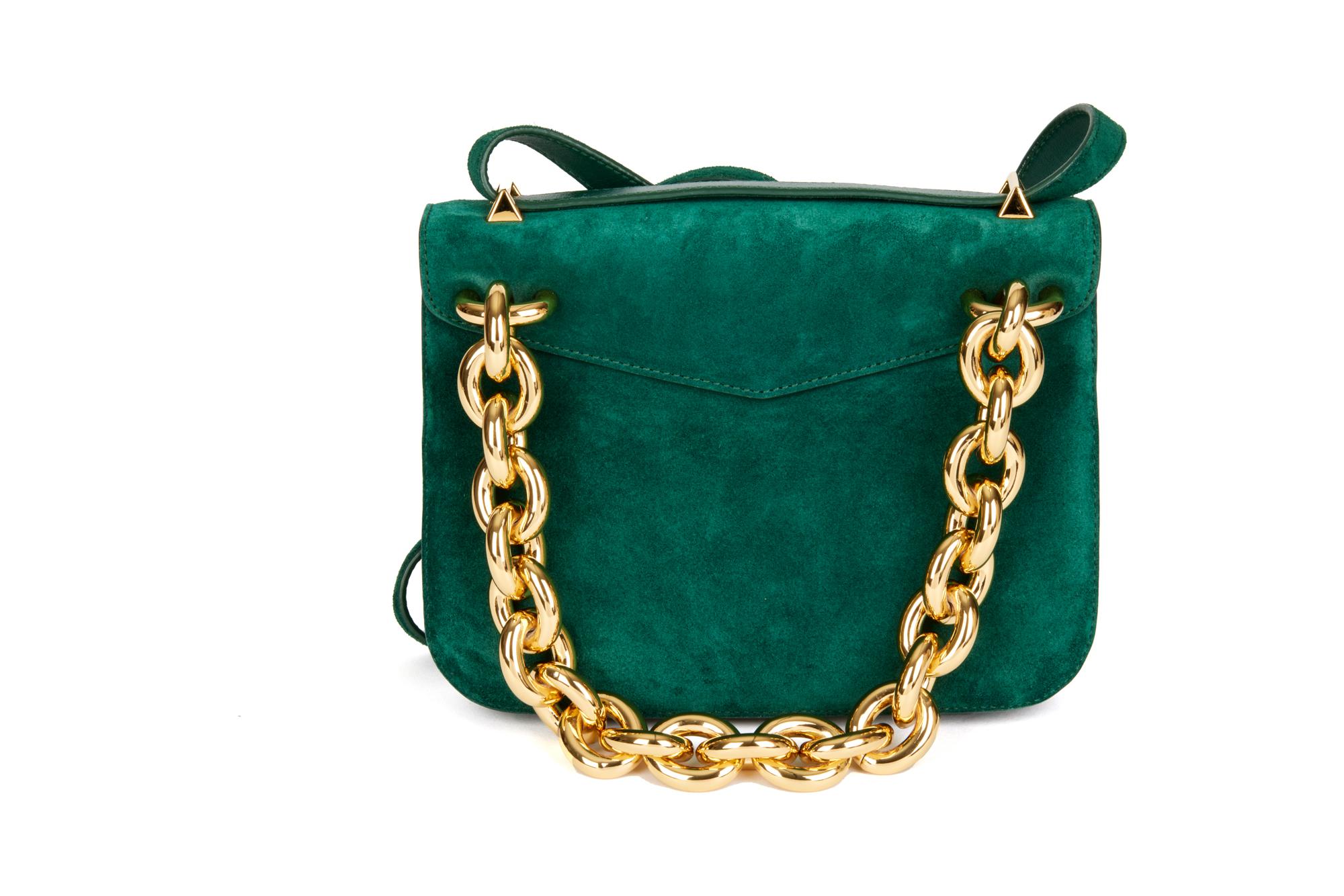 emerald green suede bag