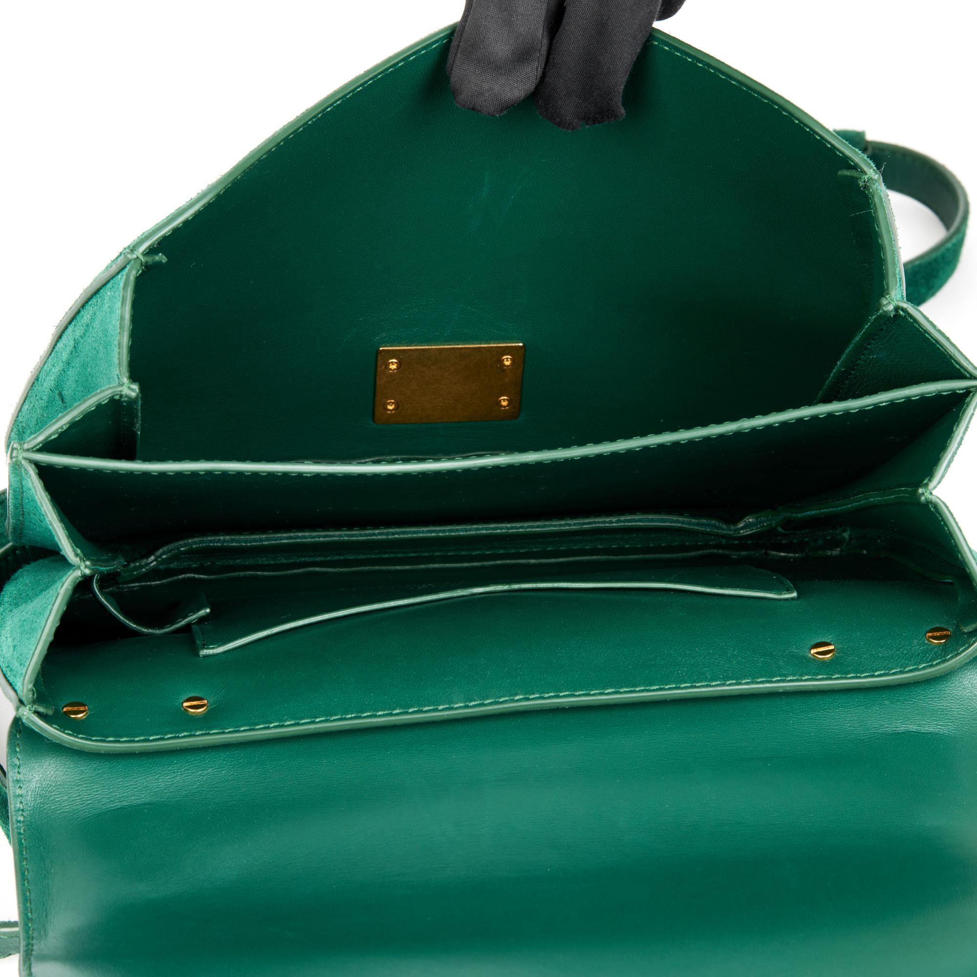 Women's BOTTEGA VENETA Emerald Green Suede Small Mount Shoulder Bag
