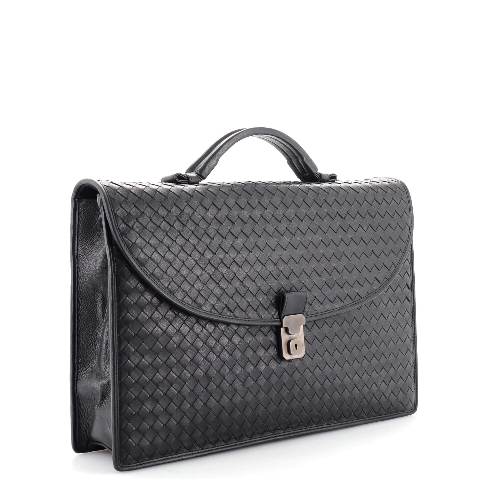 Black Bottega Veneta Envelope Briefcase Intrecciato Nappa Large