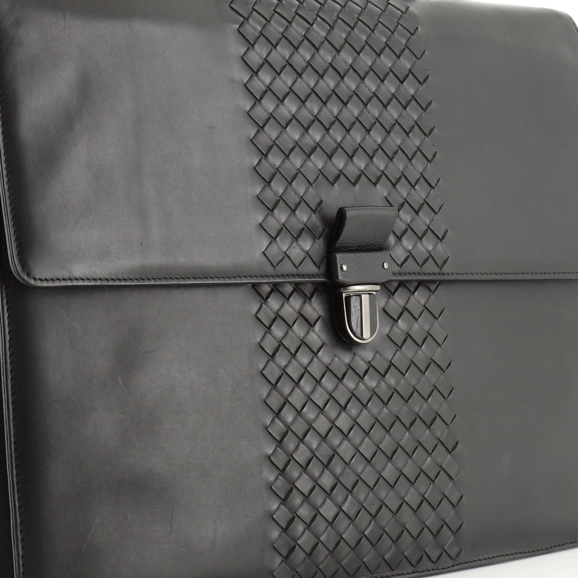 Black Bottega Veneta Envelope Briefcase Leather with Intrecciato Detail