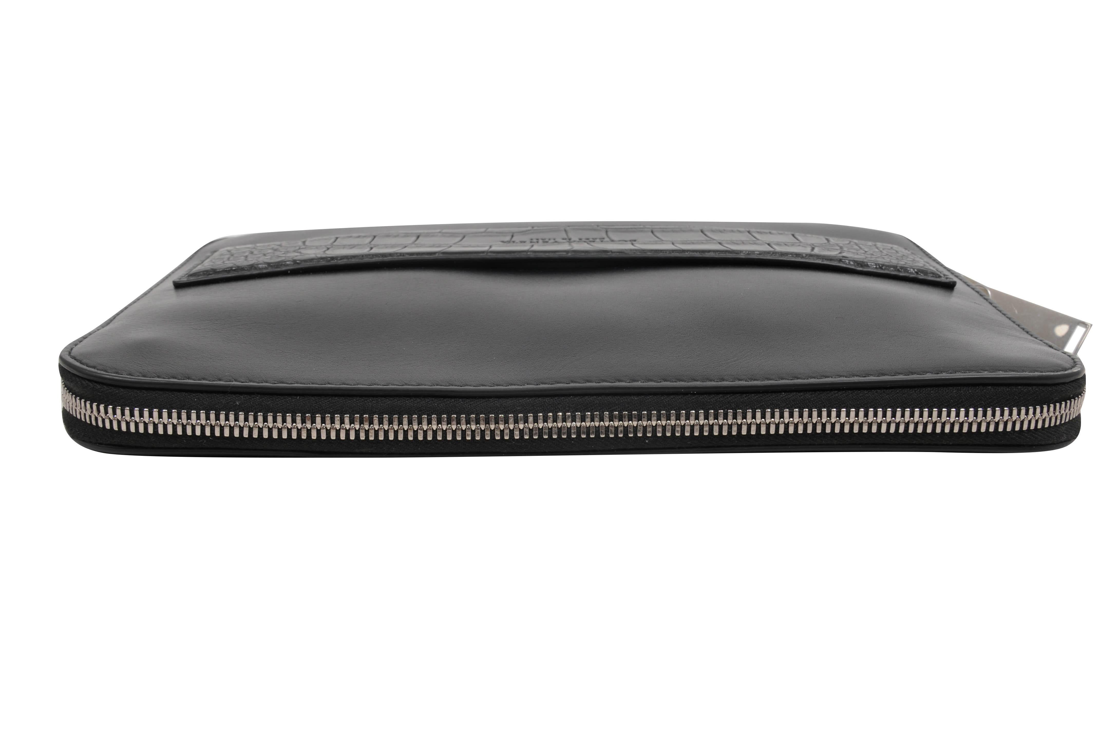 Bottega Veneta Umschlag Clutch Schwarz Krokodilriemen Kartenschlitz Herrenetui im Angebot 2