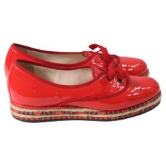 Bottega Veneta Espadrille Ballet Flats in Red Patent Leather