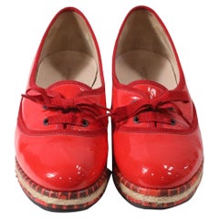 Espadrilles-ballerines Bottega Veneta en cuir verni rouge