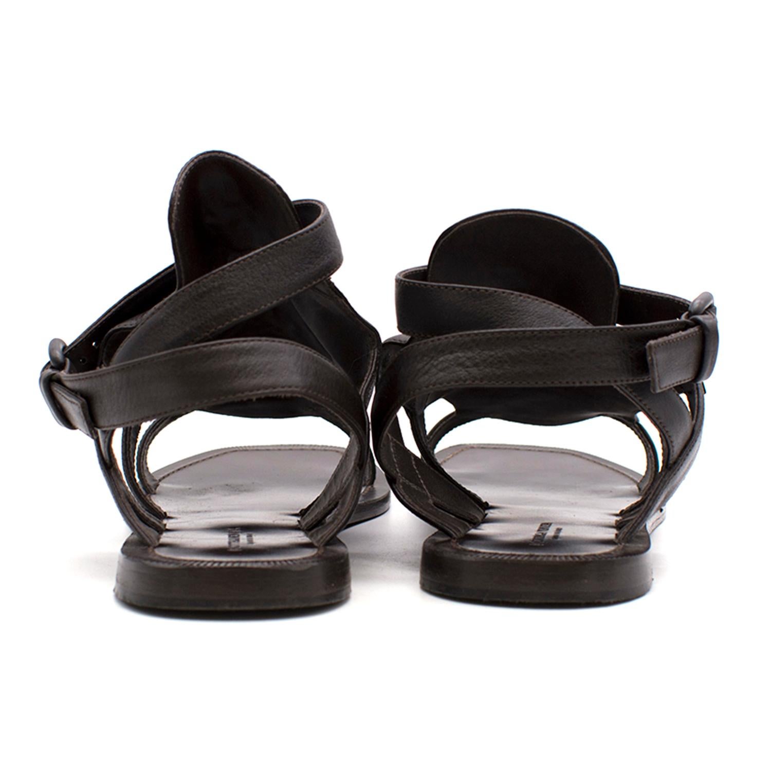 Black Bottega Veneta Espresso Woven Gladiator Sandals US 6.5