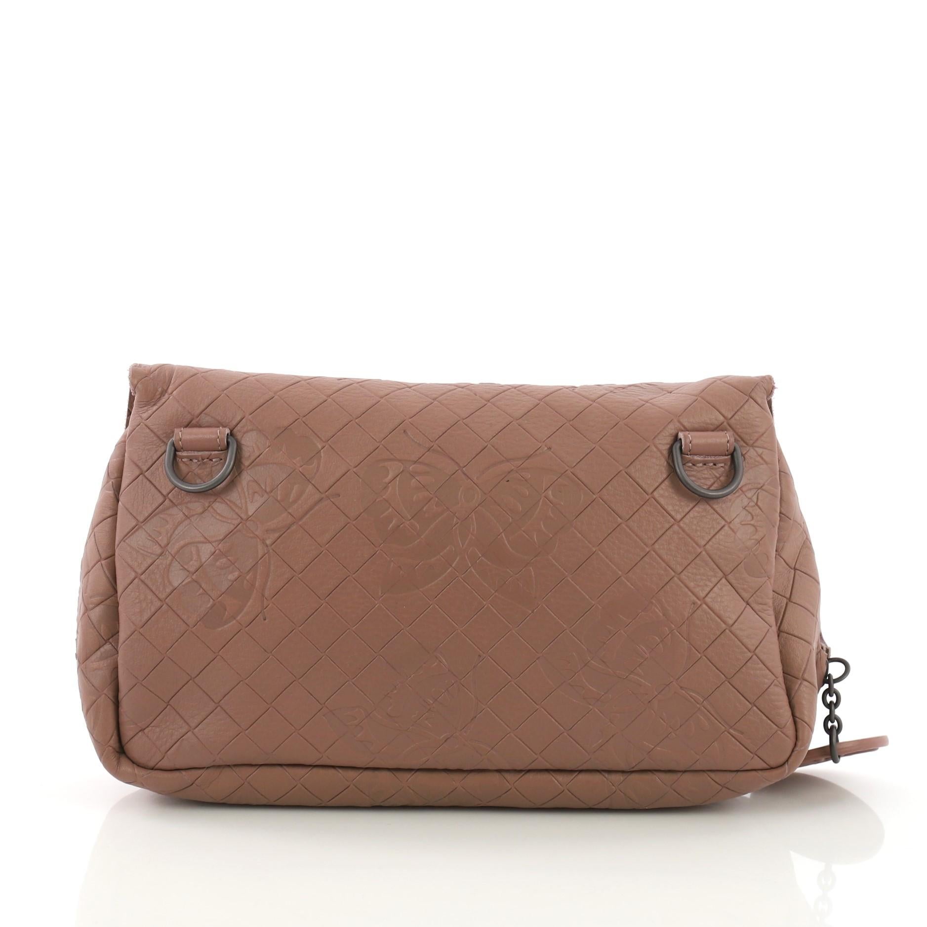 Bottega Veneta Expandable Chain Crossbody Bag Embossed Intrecciato Nappa Small In Good Condition In NY, NY