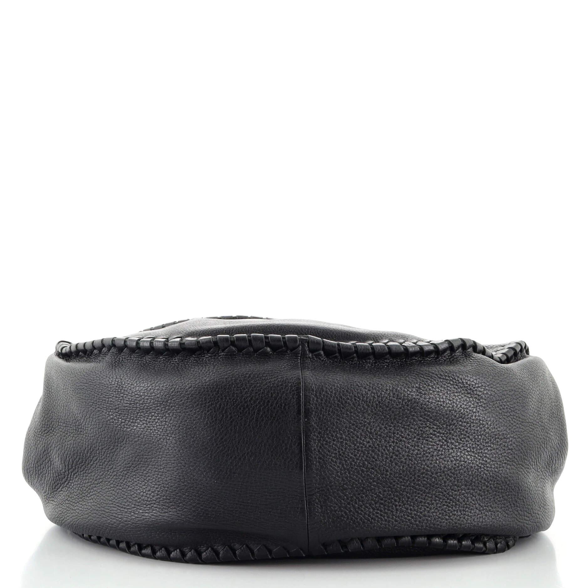 Bottega Veneta Flap Saddle Messenger Bag Leather with Intrecciato Detail Medium In Good Condition In NY, NY