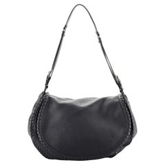 Bottega Veneta Flap Saddle Messenger Bag Leather with Intrecciato Detail Medium