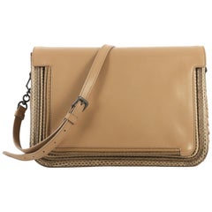 Bottega Veneta Flap Shoulder Bag Leather with Intrecciato Detail Medium