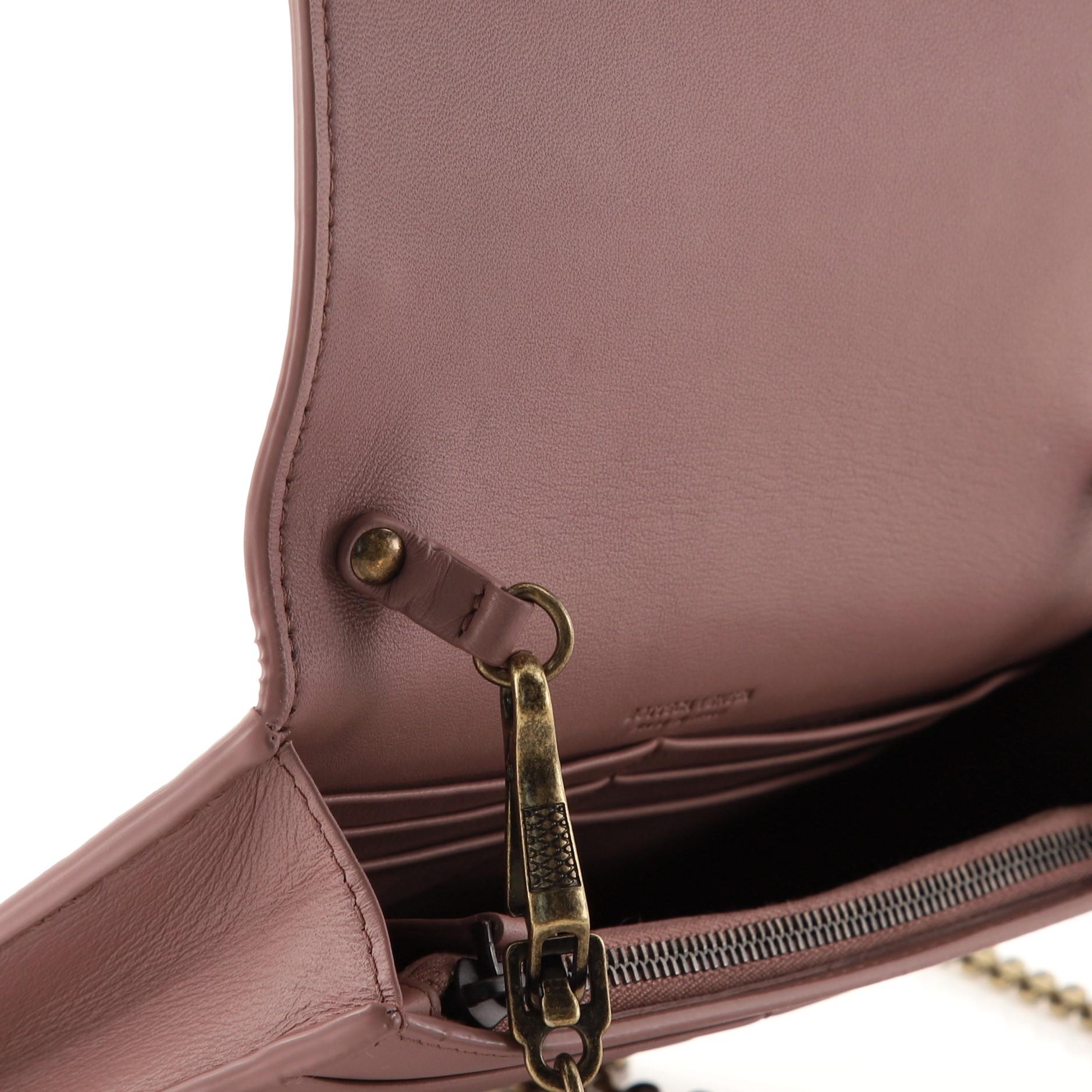 Bottega Veneta Flap Wallet on Chain Intrecciato Nappa Small In Good Condition In NY, NY