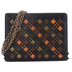 Bottega Veneta Flap Wallet on Chain Leather with Intrecciato Snakeskin Detail Sm