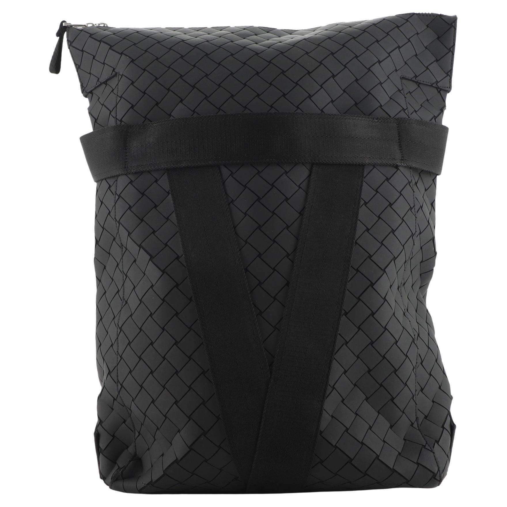 Bottega Veneta Fold-Over Backpack Intrecciato Effect Rubber