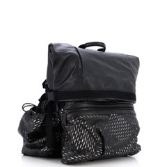 Bottega Veneta Fold Over Backpack Leather with Perforated Detail