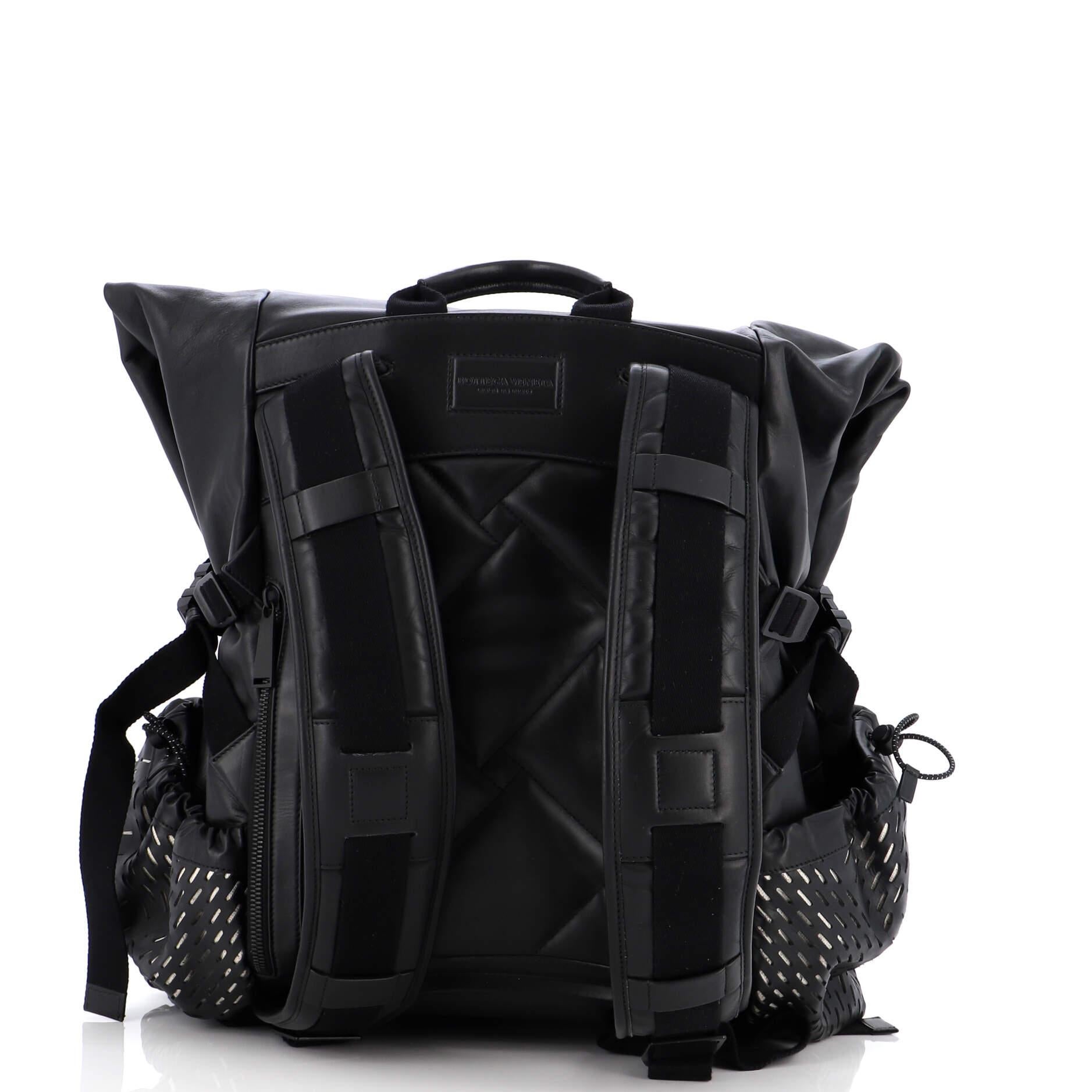 Bottega Veneta Fold Over Backpack Leather with Perforated Detail In Good Condition For Sale In NY, NY